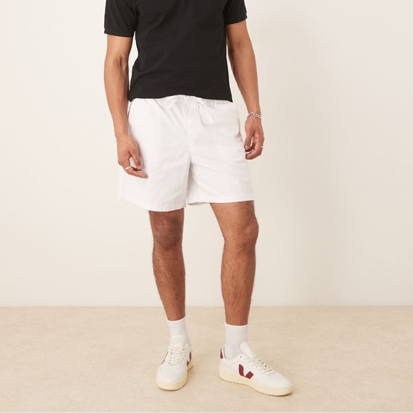 ASOS DESIGN Men’s Wide Shorts in White Linen Blend - Size L - Picture 3 of 6